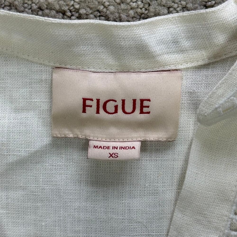 Figue Rylie Linen Floral Lace Cutouts Creamy White Top XS - Picture 10 of 11